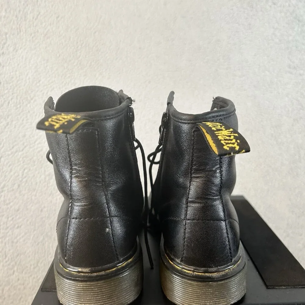 Dr. Martens Docs 1460 J‎ Combat Boots Youth Size 3 Black Leather Side Zip